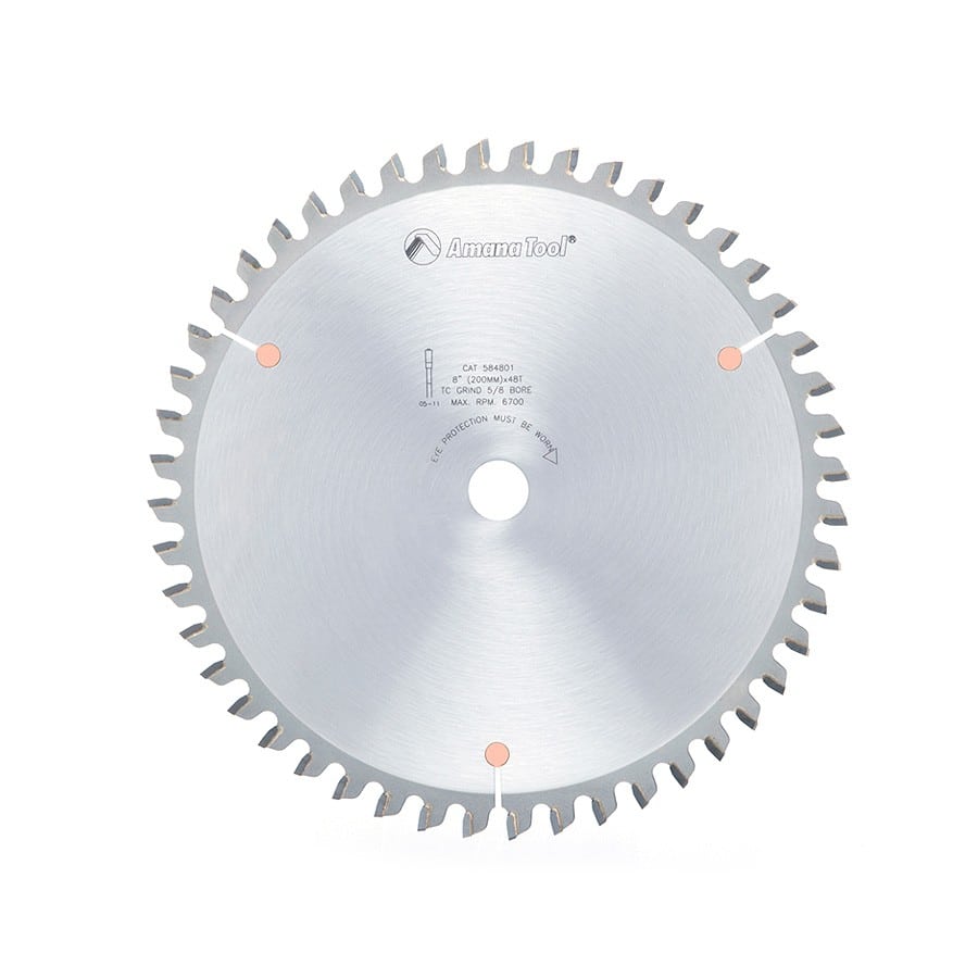 Amana Tool. Thick Aluminum Non-Ferrous Metal Cutting Blade - 8" Dia x 48T TCG - 6° - 5⁄8 Bore | 584801