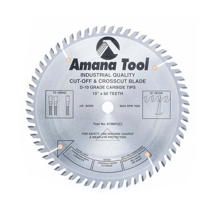 Amana Tool. General Purpose Cut-Off Blade - 10" Dia x 60T TCG - 10° | 610601 