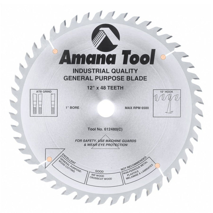 Amana Tool. General Purpose Cut-Off Blade - 12" Dia x 48T ATB - 15° | 612480