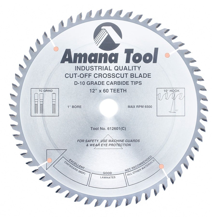 Amana Tool. General Purpose Cut-Off Blade - 12" Dia x 60T TCG - 10° | 612601 