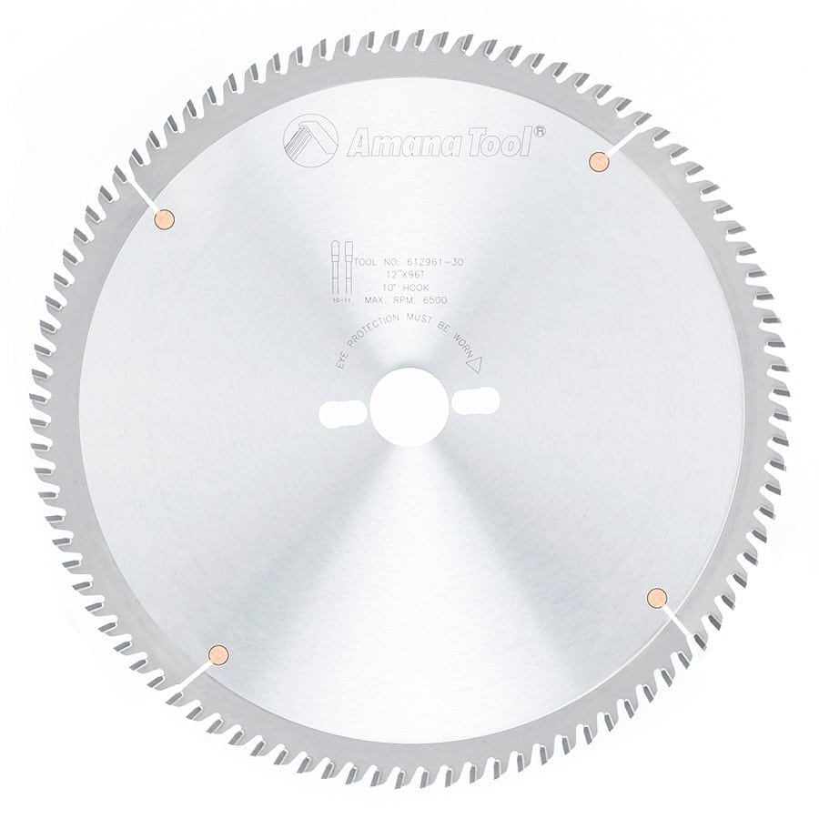 Amana Tool. Single & Double Sided Laminate Cutting - 12" Dia x 96T TCG, 10° | 612961-30 