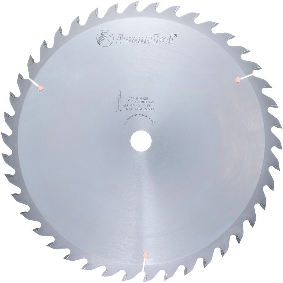 Amana Tool. Multi-Use Ripping & General Purpose Blade - 14" Dia x 42T ATB 20° - 1" Bore | 614420 