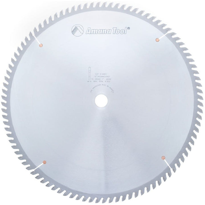 Amana Tool. General Purpose Cut-Off Blade - 16" Dia x 96T TCG - 10° - 1" Bore | 616961 