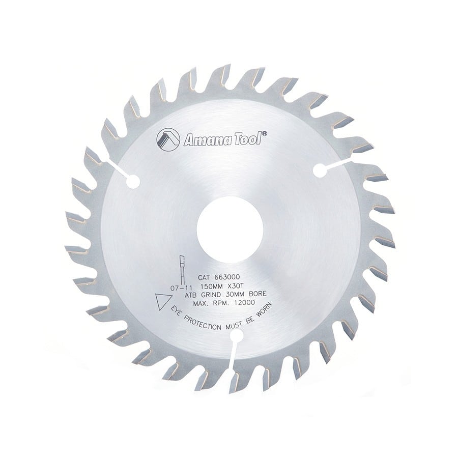 Amana Tool. Edgebander Trim Blade - 150mm Dia x 30T ATB - 10° - 30mm Bore | 663000