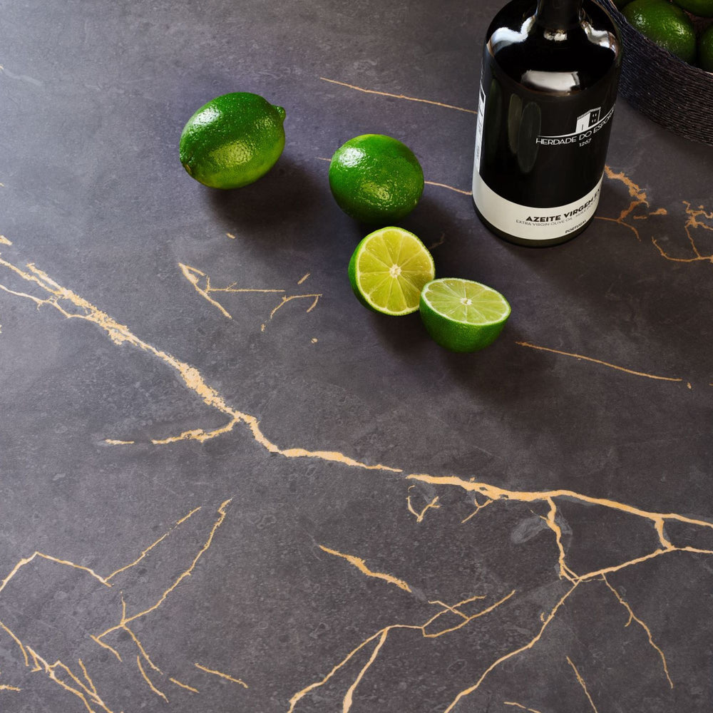 Brass Veined Black Marble - 8254 - Formica InDepth Surfacing Laminate Sheets