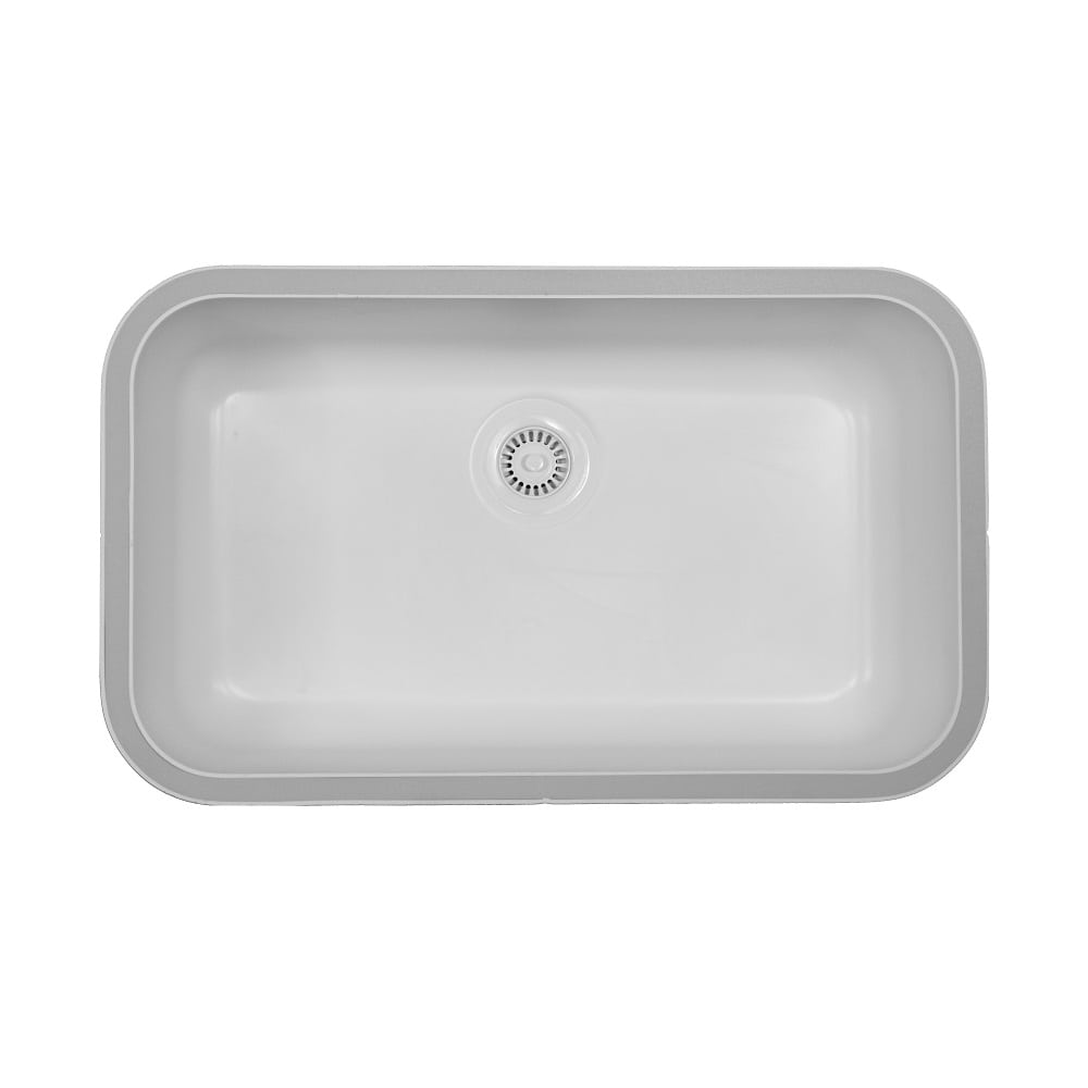 White Karran Extra Large Single Bowl Acrylic Undermount Sink - A-340