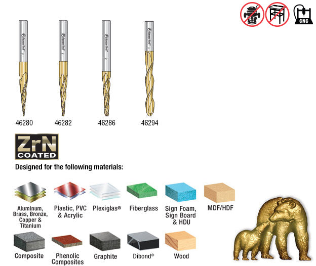 Cnc Router Bit Collection R32 Carving Ball Nose CNC Router Bit Collection | 4 Piece | Set 1⁄4