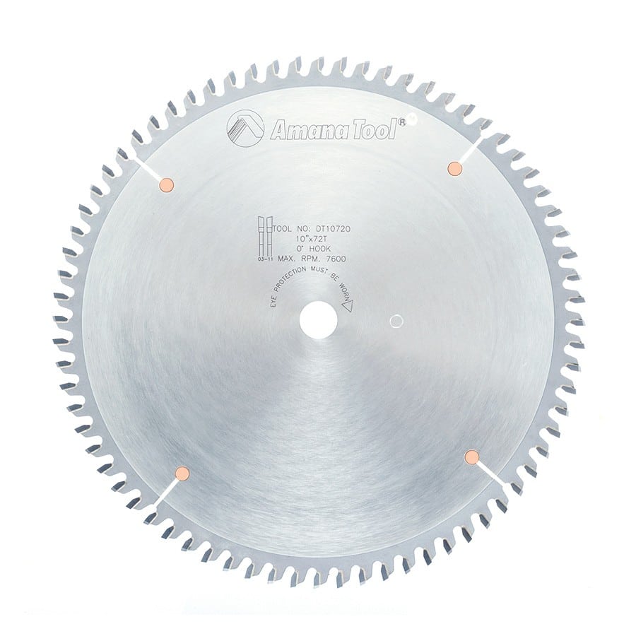 Amana Tool. Ditec Melamine Saw Blade - 10" Dia x 72T H-ATB, 0° - 5⁄8 Bore | DT10720 