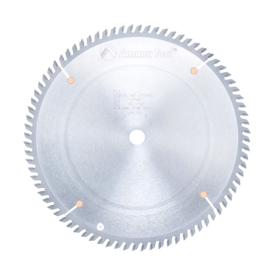 Amana Tool. Plywood⁄ Solid Wood⁄ Chipboard Cutting - 10" Dia x 80T ATB, 10° - 5⁄8 Bore | DT10800 