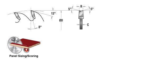 Amana Tool. Ditec Conical Type Scoring Set - 300mm Dia x 48T ATB - 8° - 50mm Bore | DT300T48-50 