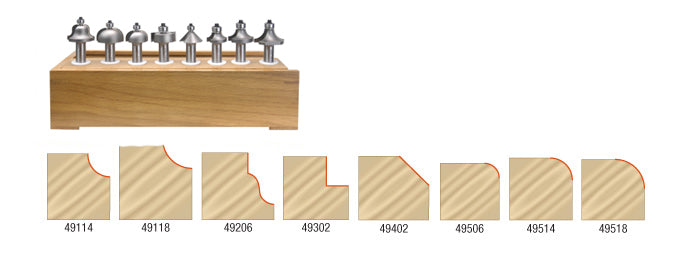 Amana Tool. Router Bit Set | 8 Piece | Profile 1⁄2" Shank | AMS-208 