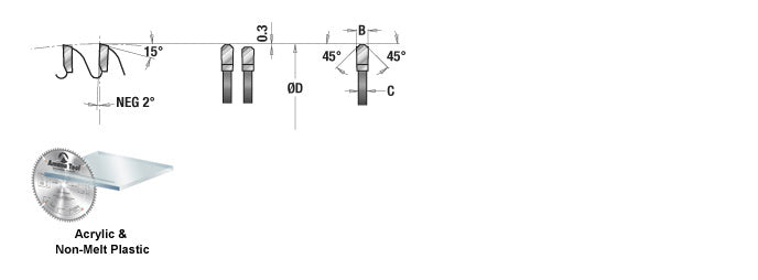 Amana Tool. Non-Melt Plastic Cutting Blade - 12" Dia x 96T M-TCG - 2° - 30mm Bore | LB12961-30 