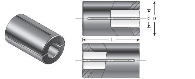 Amana Tool. High Precision Router Collet Reducer | 1⁄4 Overall Dia x 1⁄8 Inner Dia x 1" Long | RB-102 