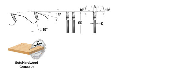 Amana Tool. Plywood⁄ Solid Wood⁄ Chipboard Cutting - 16" Dia x 84T ATB, 10° - 1" Bore | 614840 