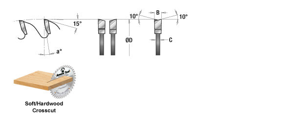 Amana Tool. Plywood⁄ Solid Wood⁄ Chipboard Cutting - 12" Dia x 96T ATB, 10° - 1" Bore | 712960 