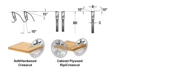 Amana Tool. Plywood⁄ Solid Wood⁄ Chipboard Cutting - 10" Dia x 80T ATB, 10° - 5⁄8 Bore | DT10800 