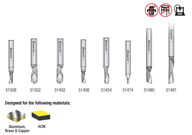 Amana Tool. 8 Piece | Aluminum Cutting CNC Spiral 'O' Flute Collection | AMS-160 