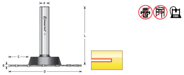 Amana Tool. Plastic Trim Saw Blade & Arbor System CNC Router Bit | 4" Dia x 20T TCG, 0° x 1⁄2 Shank | 48200 