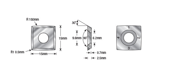 Amana Tool. CNC Insert Knife | 15 x 15 x 2.5mm | RCK-372 