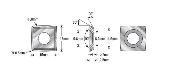 Amana Tool. CNC Insert Knife | 15 x 15 x 2.5mm | RCK-13 