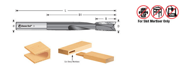 Amana Tool. Mortising Straight Plunge Router Bit | 2 Flute | Various Dia x 1 x 1⁄2"Shank | 45540 