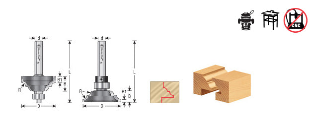 Amana Tool. Classical Rail Router Bit | 9⁄64 Radius x 1 1⁄4 Dia x 3⁄8 x 1⁄4" Shank | 49672 