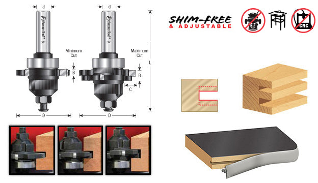 Amana Tool. EZ Dial Slot Cutter Router Bit Set | 2 1⁄8 Dia x 1⁄8-1⁄4 x 1⁄2" Shank | 55500 