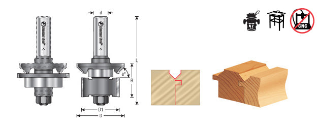 Amana Tool. V Paneling Assembly Router Bit | 45°x 1 13⁄16 Dia x 1⁄2 to 1 3⁄16 x 1⁄2" Shank | 55320 