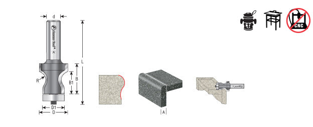 Amana Tool. Countertop No-Drip Router Bit | 5⁄16 Angle x 1 Dia x 1 1⁄8 x 1⁄2" Shank | 57120 