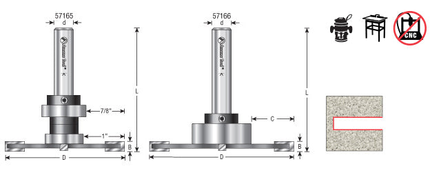 Amana Tool. Cut-Out Router Bit | 3 5⁄8 Dia x 1⁄4 x 1⁄2" Shank x 1 Depth of Cut | 57166 