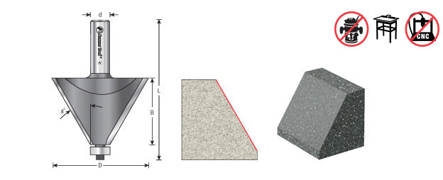 Amana Tool. Chamfer Router Bit | 30°x 2 17⁄32 Dia x 3⁄4 x 1⁄2" Shank | 57258 