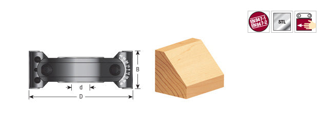 Amana Tool. Insert Carbide Steel Adjustable Chamfer -67.5 to +67.5 x 5 1⁄8 Dia x 2 x 1 1⁄4 Bore Shaper Cutter | 61306 