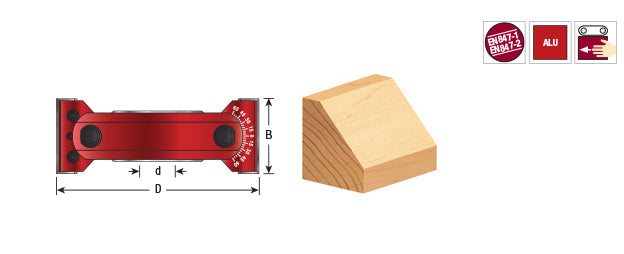 Amana Tool. Insert Carbide Aluminum Adjustable Chamfer -90.0 to +90.0 x 6 11⁄16 Dia x 2 x 1 1⁄4 Bore Shaper Cutter | 61311 