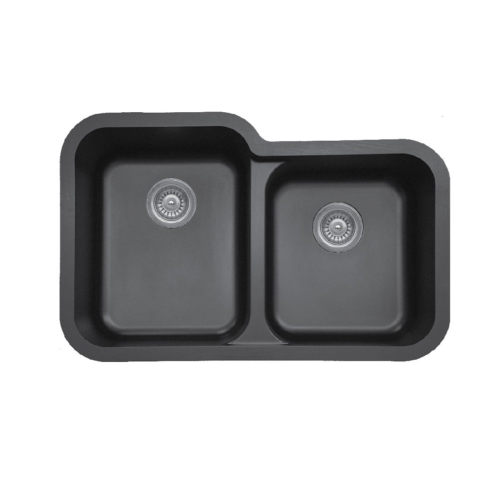 Black Karran Undermount Large / Small Bowl - Quartz Q-360R