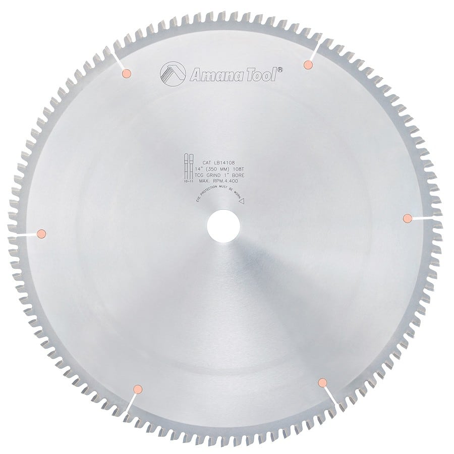 Amana Tool. Non-Melt Plastic Cutting Blade - 14" Dia x 108T M-TCG - 2° - 1" Bore | LB14108 