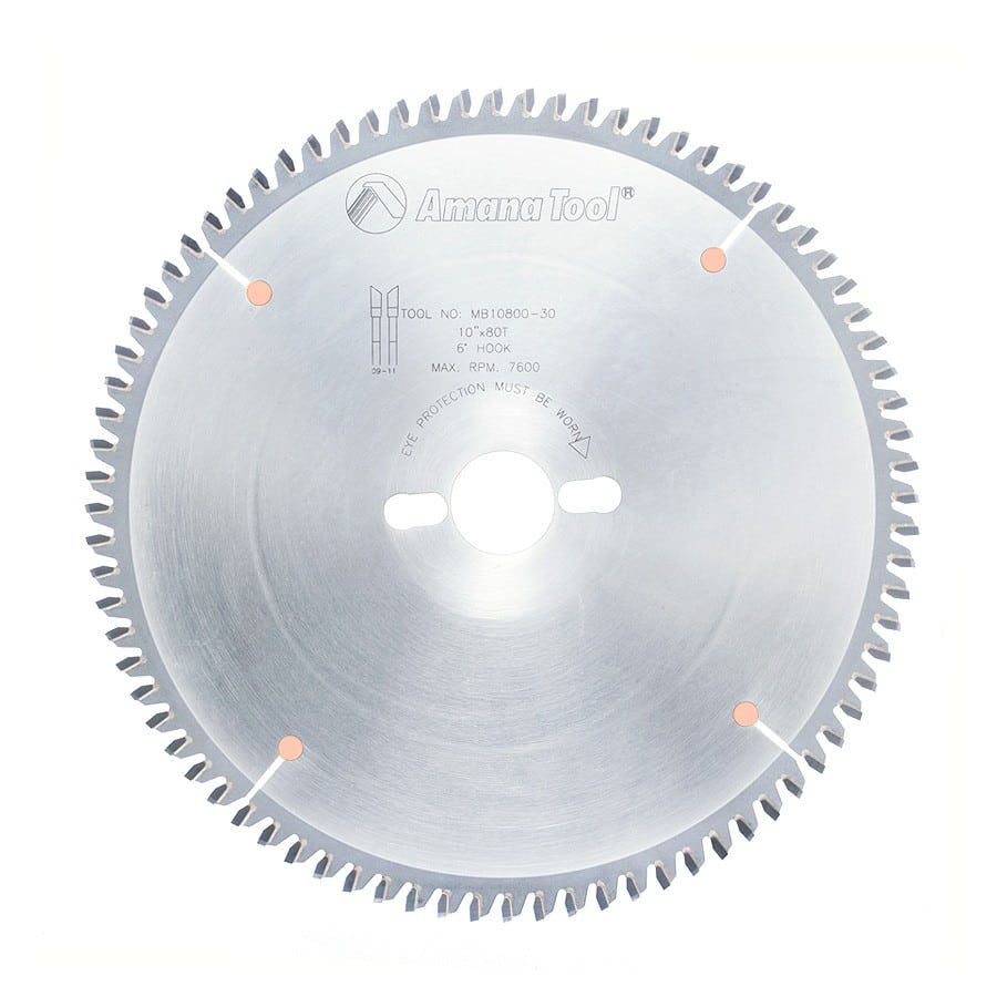 Amana Tool. Double Sided Melamine & Laminate - 10" Dia x 80T H-ATB, -6° - 30mm Bore | MB10800-30 