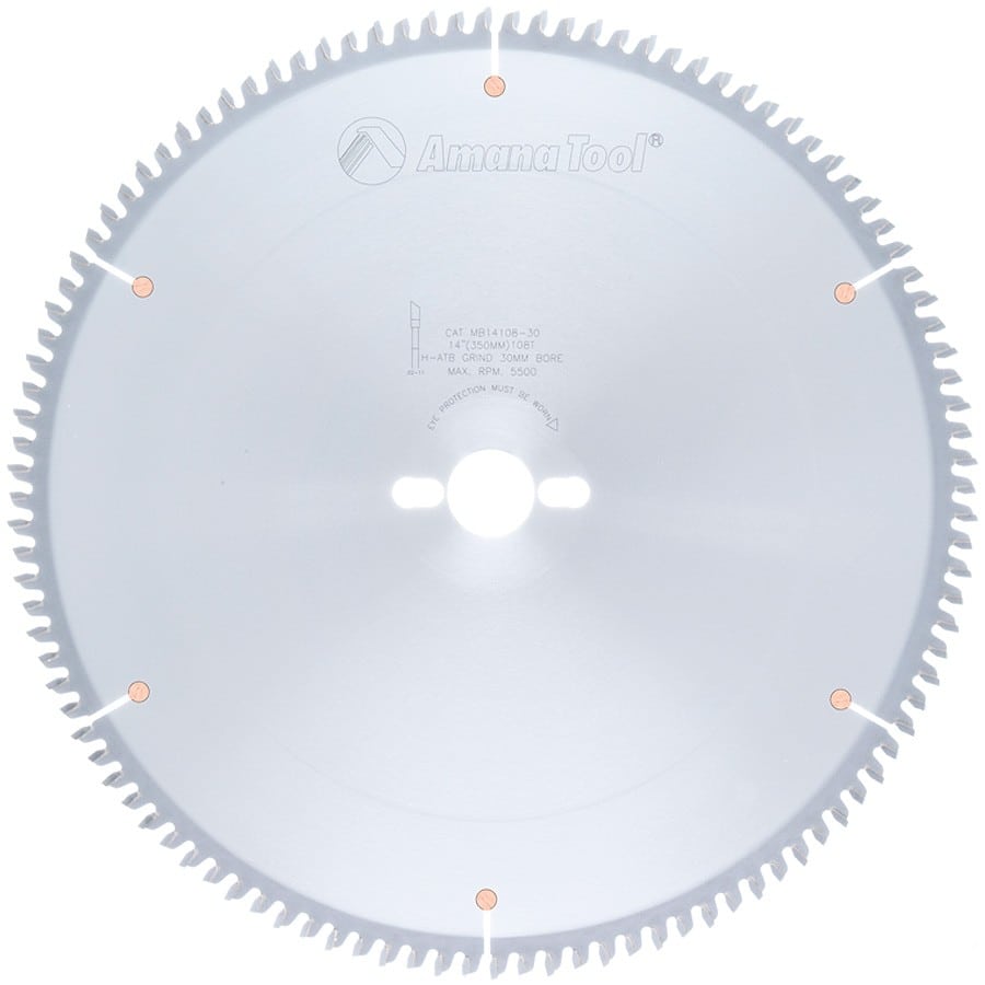 Amana Tool. Double Sided Melamine &amp; Laminate - 14" Dia x 108T H-ATB, -6° - 30mm Bore | MB14108-30 