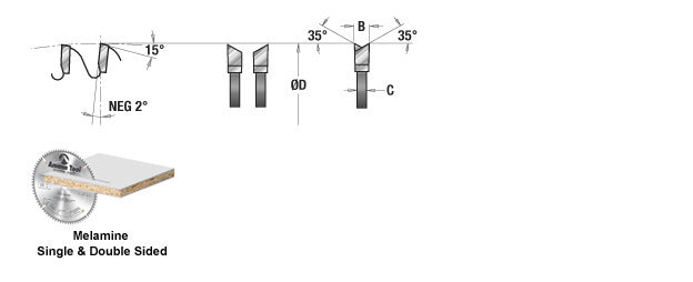 Amana Tool. Double-Face Melamine, Korton & Veneers Thin Kerf Blade - 12" Dia x 96T H-ATB -2° - 30mm Bore | MSB1296-30