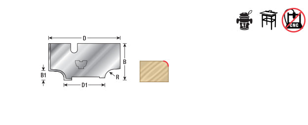 Amana Tool. Nova System Insert Router Bit | Corner Round 1⁄8 Radius x 1 3⁄8 Dia x 11⁄16 Knives | NRC-A03 