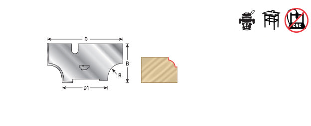 Amana Tool. Nova System Insert Router Bit | 3⁄16 Radius x 1 3⁄8 Dia x 11⁄16 Beading Knives | NRC-A08 