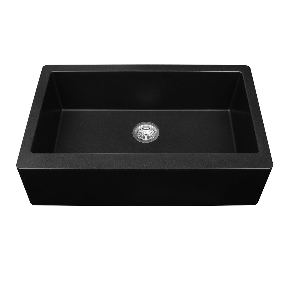 Black Karran Undermount Extra Large Single Apron Bowl - Quartz QA-740