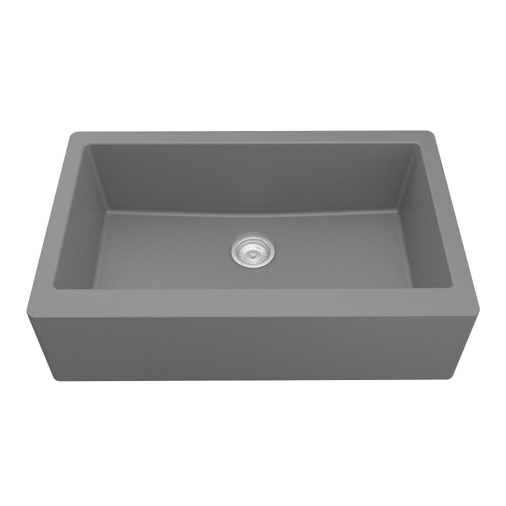 Grey Karran Undermount Extra Large Single Apron Bowl - Quartz QA-740