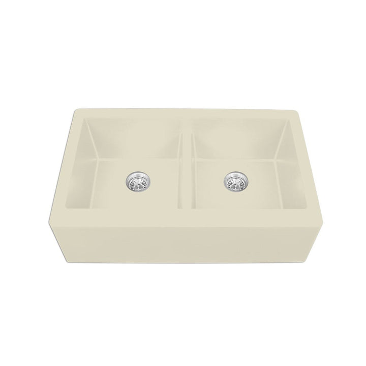 Bisque Karran Undermount Double Equal Apron Bowl - Quartz QA-750