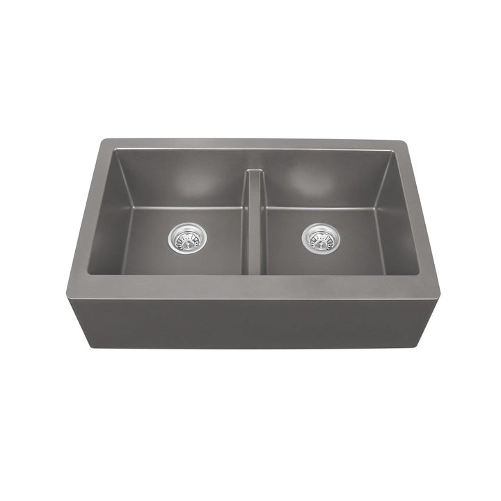 Concrete Karran Undermount Double Equal Apron Bowl - Quartz QA-750