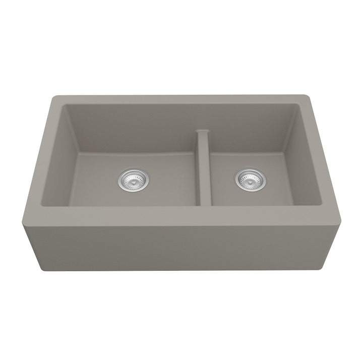 Concrete Karran Undermount Large/Small Apron Bowl - Quartz QA-760