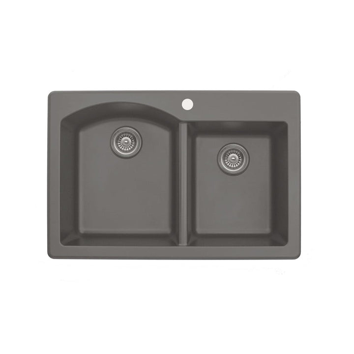 Concrete Karran Top Mount Large / Small Bowl - Quartz QT-610