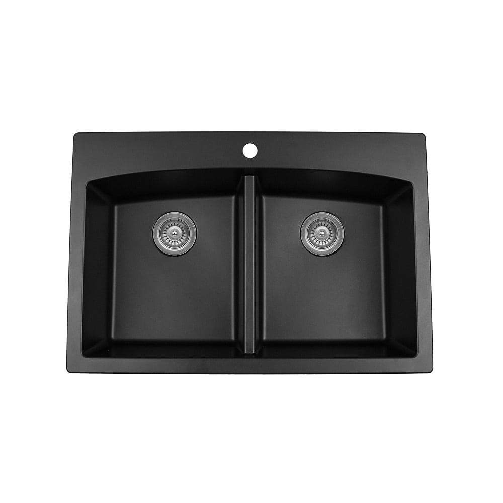  Black Karran Top Mount Double Equal Bowl - Quartz QR-710