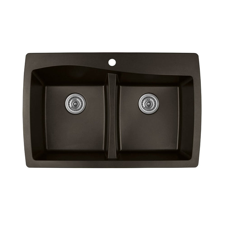 Brown Karran Top Mount Double Equal Bowl - Quartz QT-720