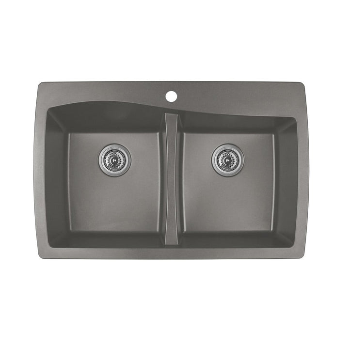 Concrete Karran Top Mount Double Equal Bowl - Quartz QT-720