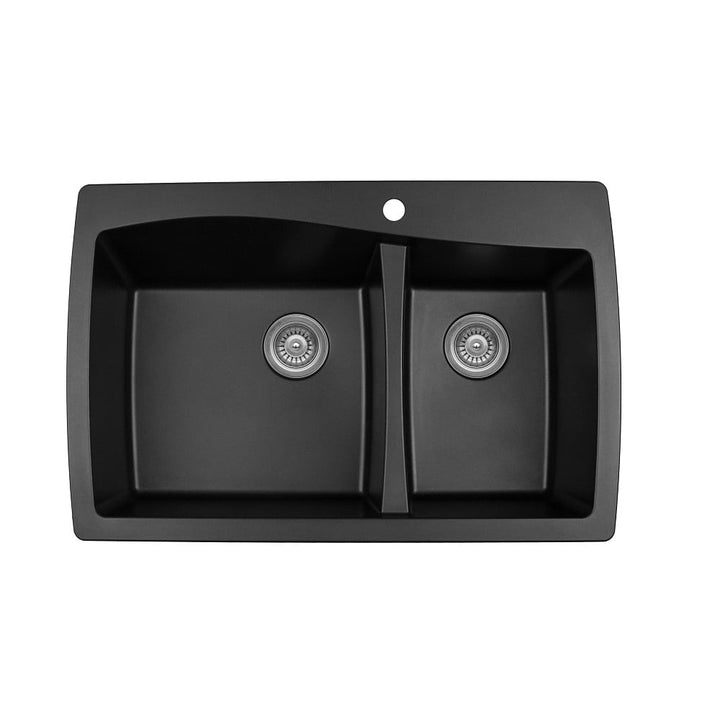 Black Karran Top Mount Large / Small Bowl - Quartz QT-721